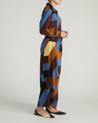 Cosma Barrel Leg Linen Blend Pants - Beach Ombra Print | Universal Standard