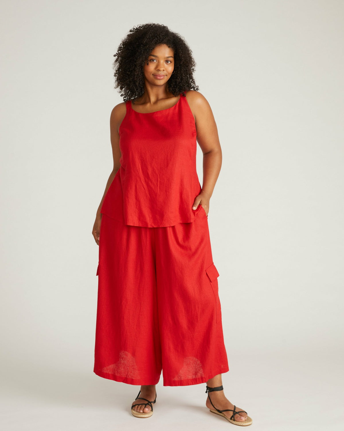 Palazzo Cargo Linen Blend Pant - Ruby Red | Universal Standard