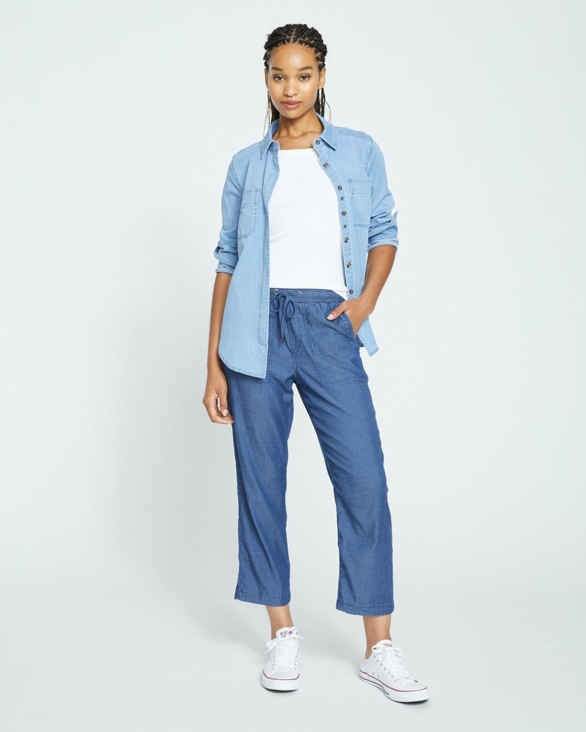 Perfect Tencel Chambray Off-Duty Pants - Midnight Blue | Universal Standard