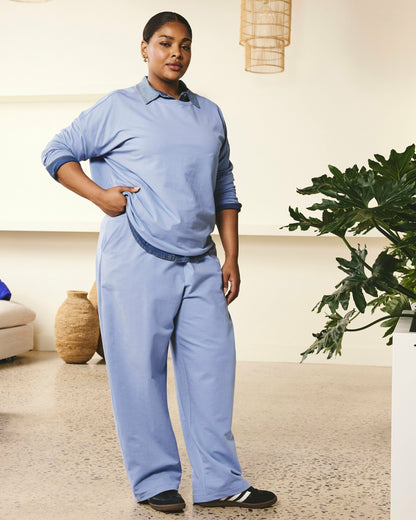 Straight Leg French Terry Sweatpants - Graceful Blue | Universal Standard
