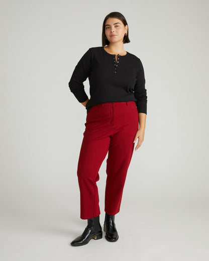Henley Long Sleeve Ribbed Tee - Black | Universal Standard
