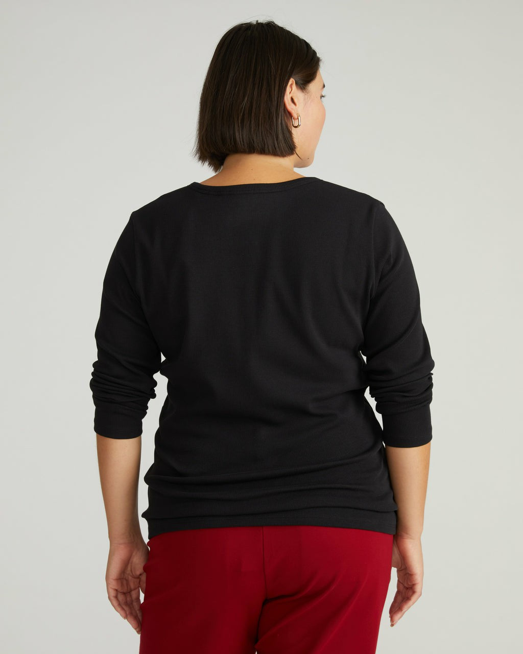 Henley Long Sleeve Ribbed Tee - Black | Universal Standard