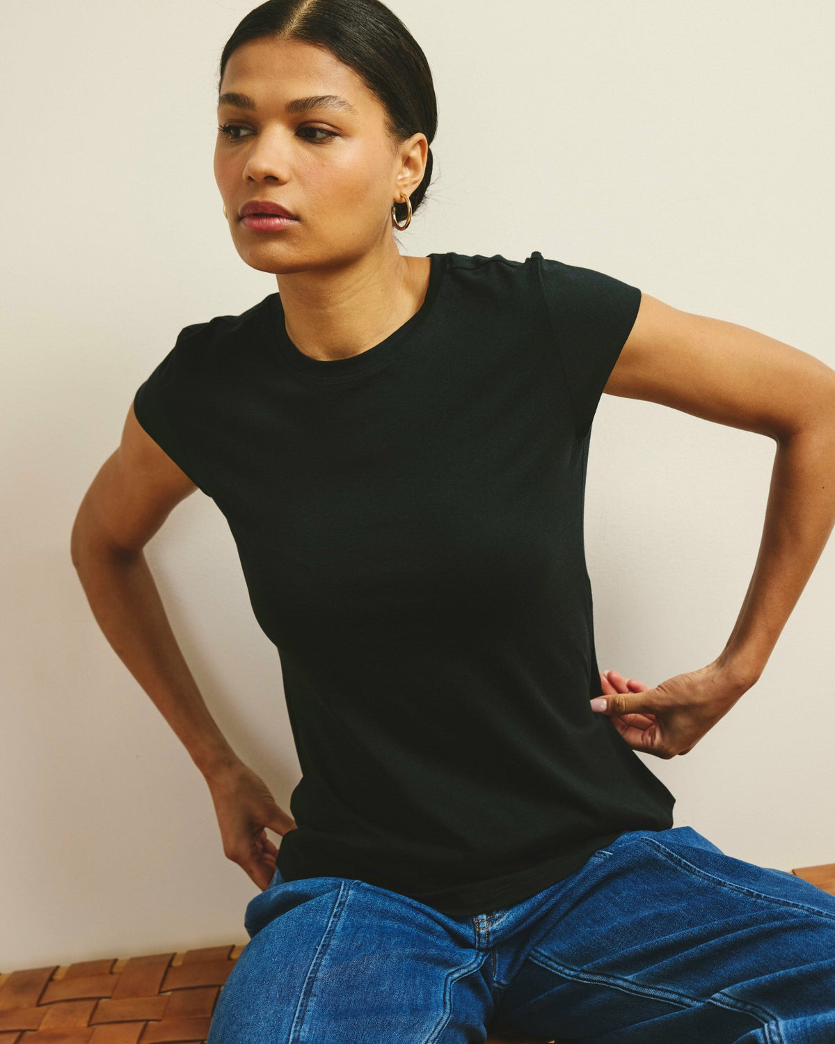 Ashley Cap Sleeve Tee - Black | Universal Standard