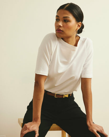 Bella Boatneck Tee - White | Universal Standard