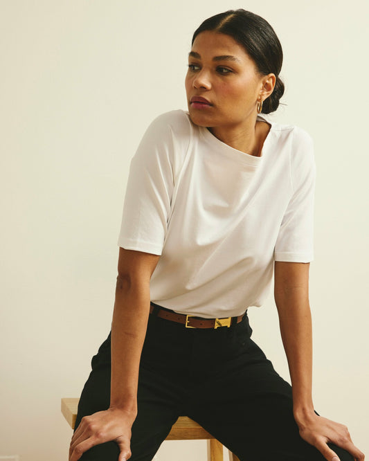 Bella Boatneck Tee - White | Universal Standard