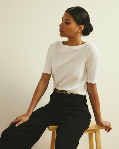 Bella Boatneck Tee - White | Universal Standard