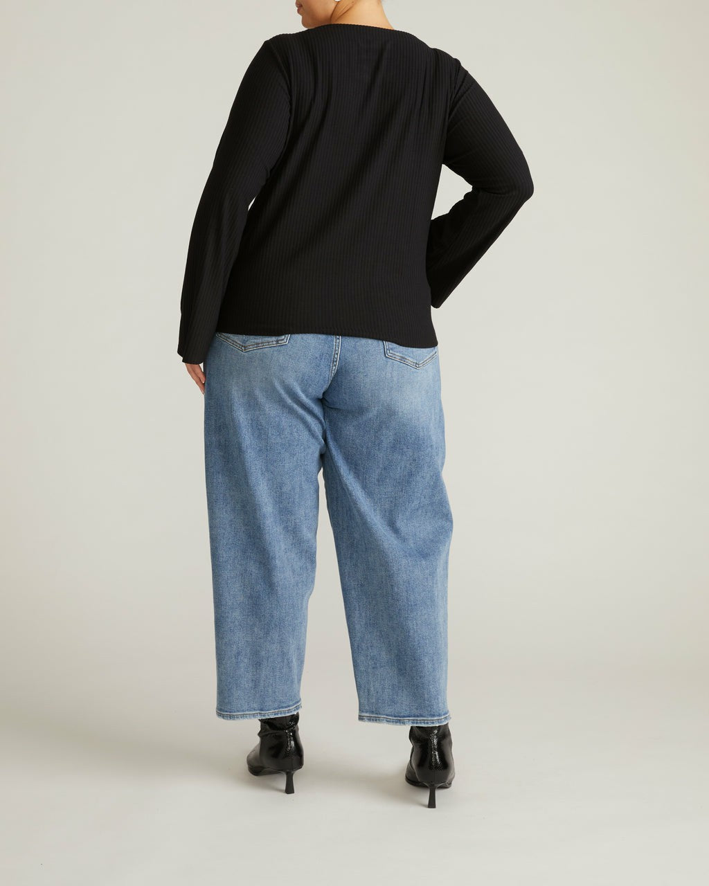 Yasmin Flare Sleeve Ribbed Top - Black | Universal Standard
