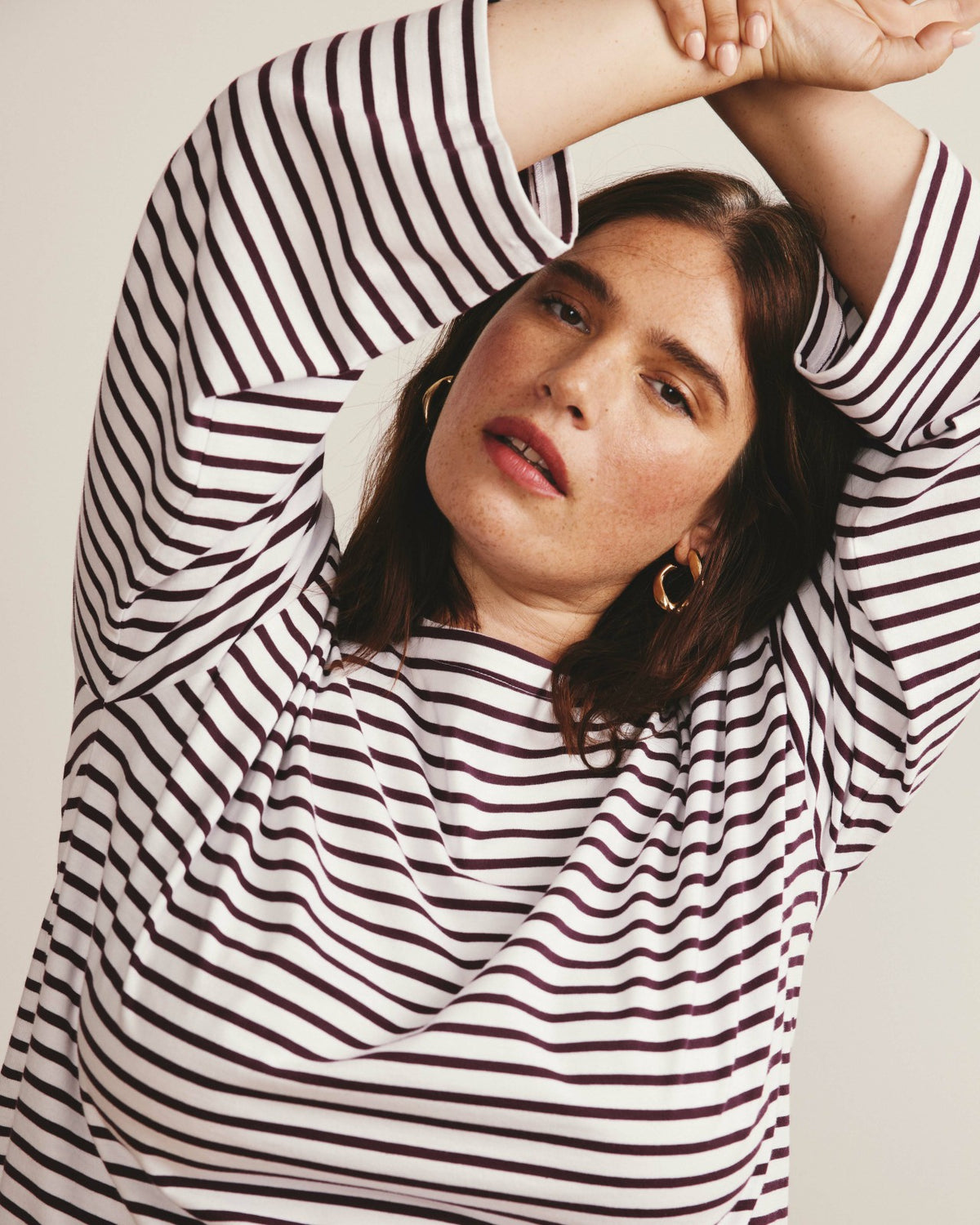 Montauk Breton Stripe Bell Sleeve Top - White/Gamay Stripe | Universal Standard