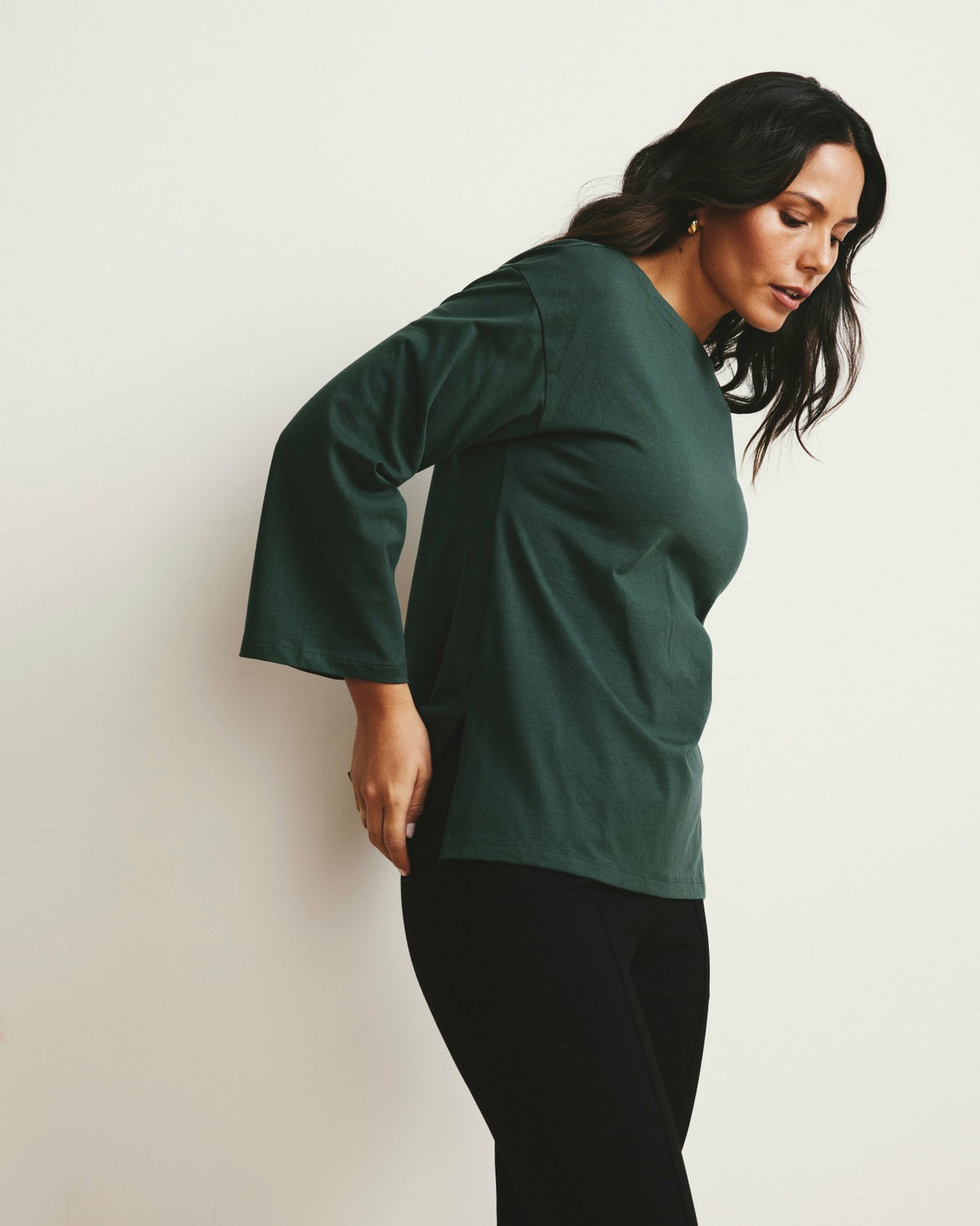 Montauk Breton Stripe Bell Sleeve Top - Solid Conifer | Universal Standard