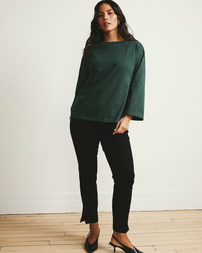 Montauk Breton Stripe Bell Sleeve Top - Solid Conifer | Universal Standard