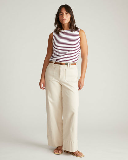 Noyack Breton Stripe Boatneck Tank - White/Gamay Stripe | Universal Standard