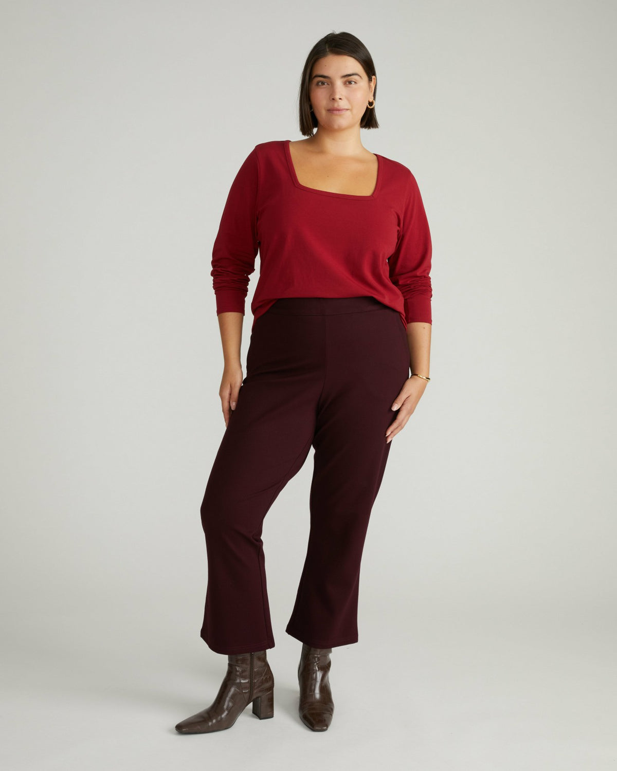 Long Sleeve Square Neck Tee - Garnet | Universal Standard