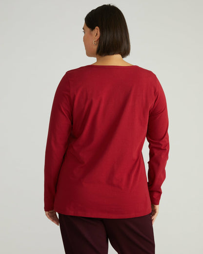 Long Sleeve Square Neck Tee - Garnet | Universal Standard