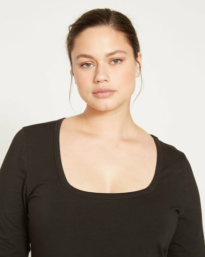 Long Sleeve Square Neck Tee - Black | Universal Standard