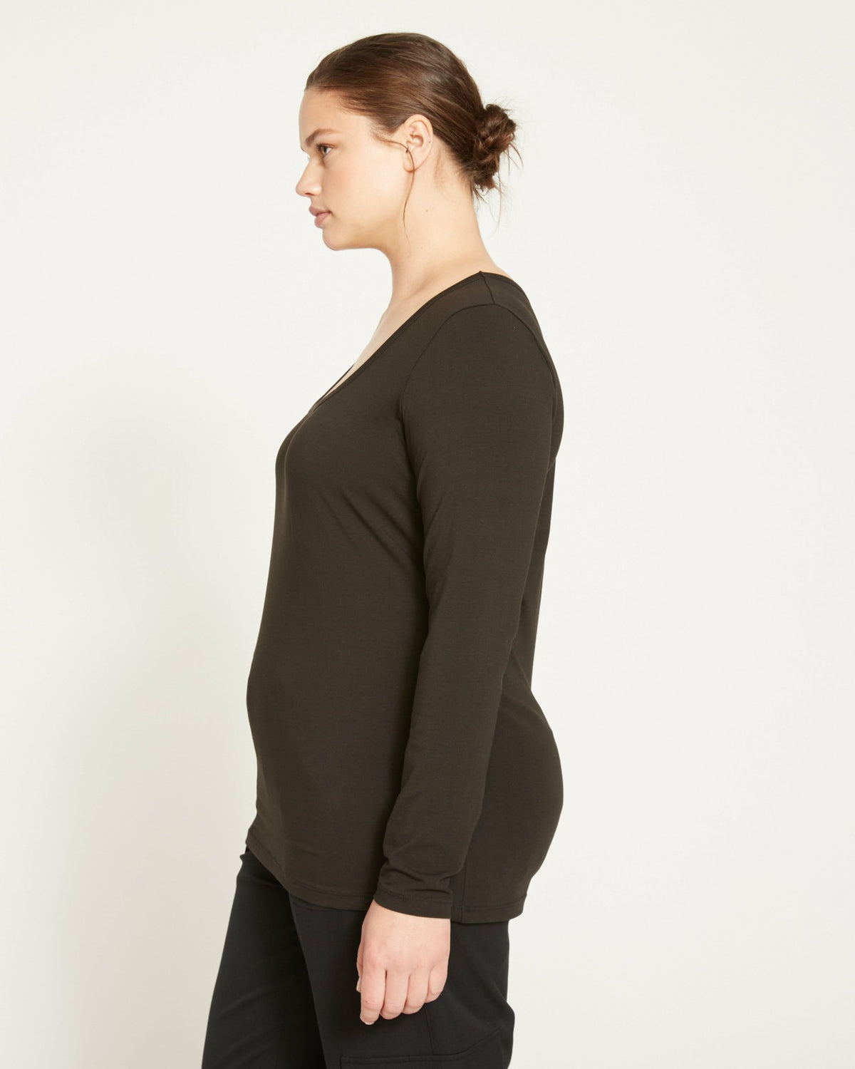 Long Sleeve Square Neck Tee - Black | Universal Standard