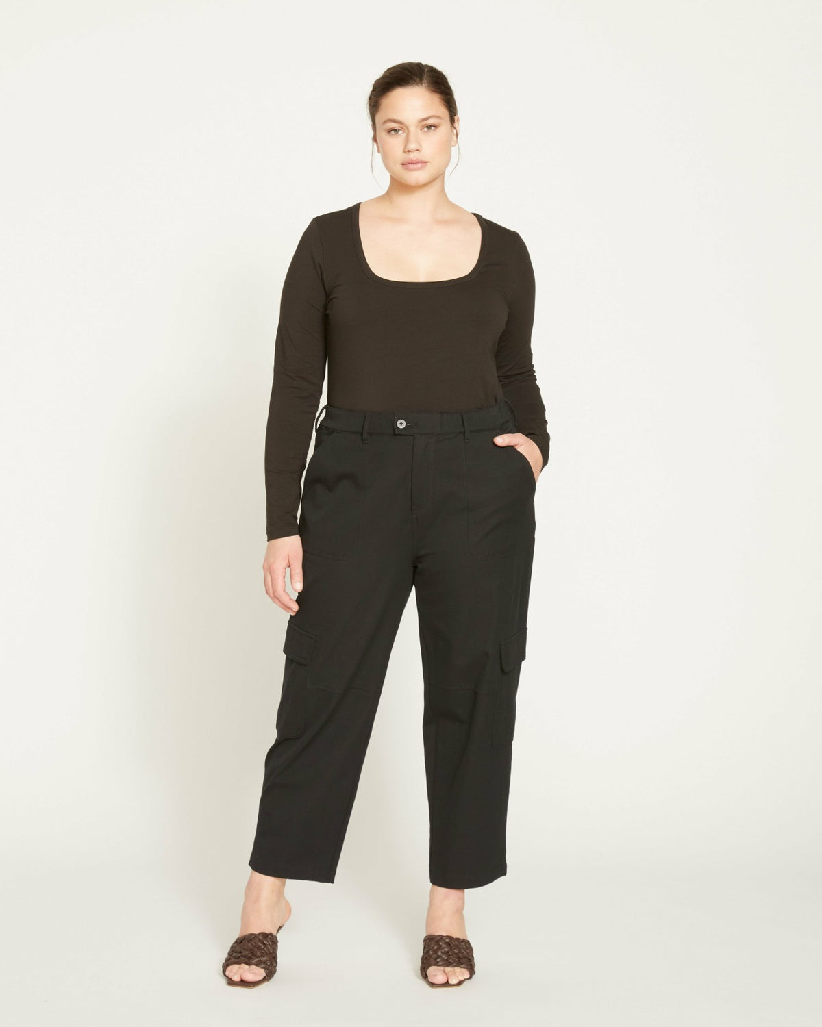 Long Sleeve Square Neck Tee - Black | Universal Standard