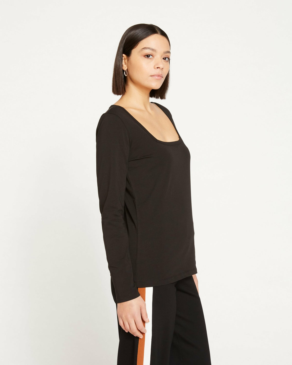Long Sleeve Square Neck Tee - Black | Universal Standard
