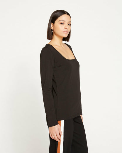 Long Sleeve Square Neck Tee - Black | Universal Standard
