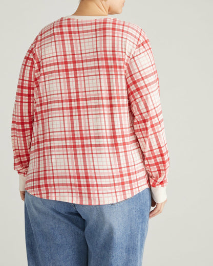 Long Sleeve V Rex - Red Plaid Print | Universal Standard