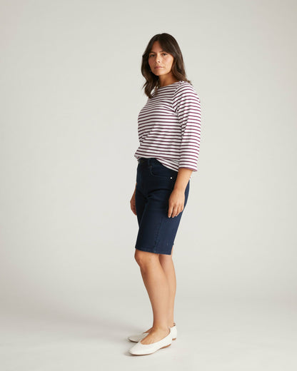 Belle Breton Stripe Jersey Tee - White/Gamay Stripe | Universal Standard