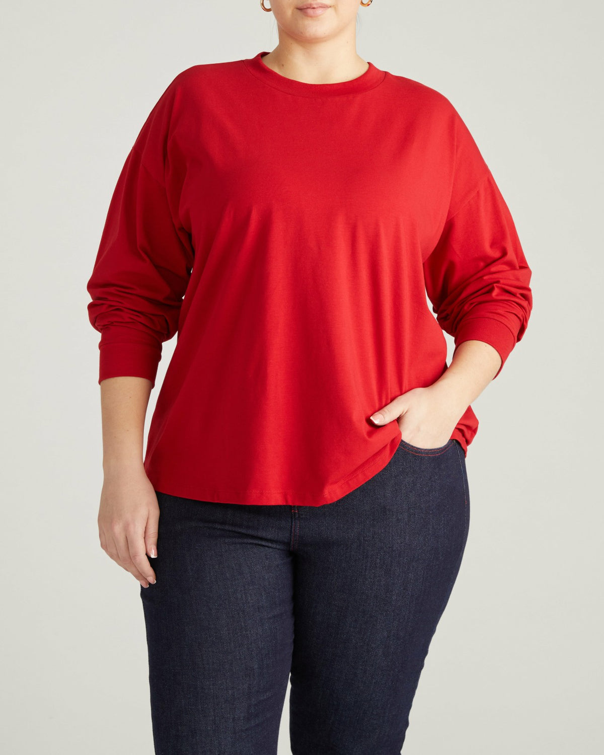 Long Sleeve Relaxed Tee - Ruby Red | Universal Standard