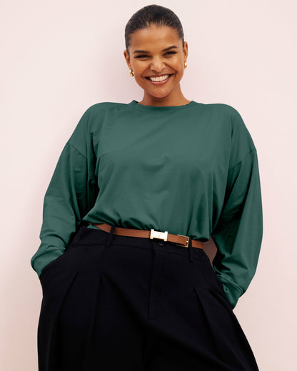 Long Sleeve Relaxed Tee - Forest Green | Universal Standard