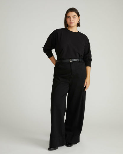Long Sleeve Relaxed Tee - Black | Universal Standard