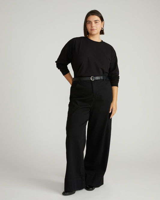 Long Sleeve Relaxed Tee - Black | Universal Standard