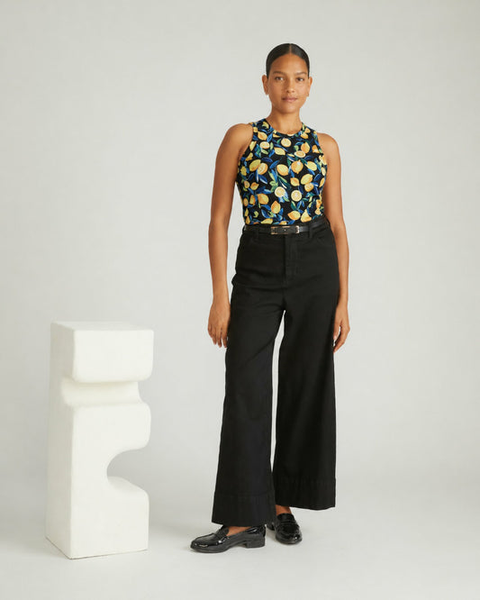Cai High Neck Tank - Black Limoncello Print | Universal Standard