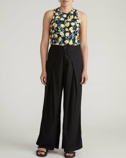Cai High Neck Tank - Black Limoncello Print | Universal Standard