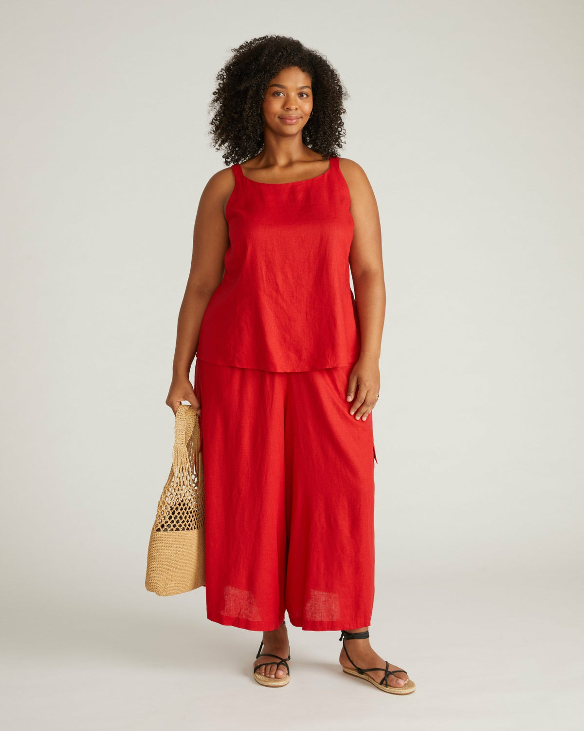 Kuki Sleeveless Linen Blend Top - Ruby Red | Universal Standard