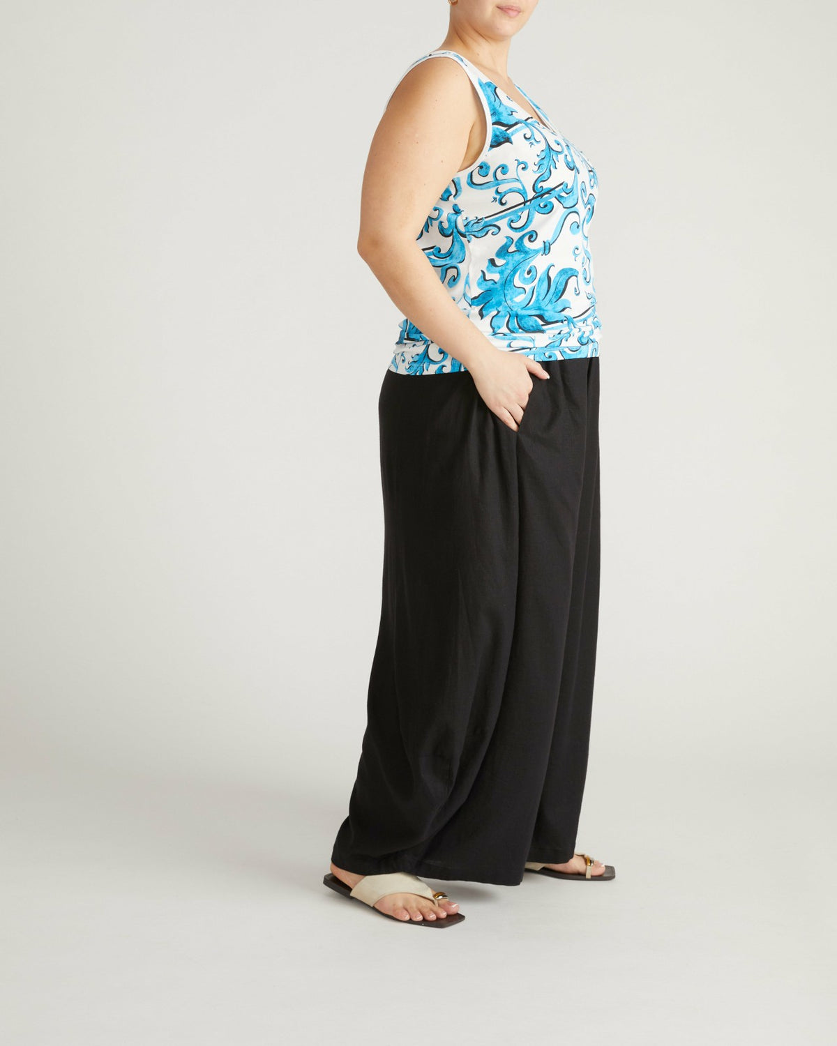 Double V Tank - Blue Majolica Print | Universal Standard
