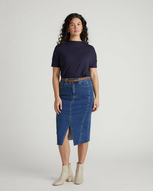 Petra Liquid Jersey Top - Midnight | Universal Standard