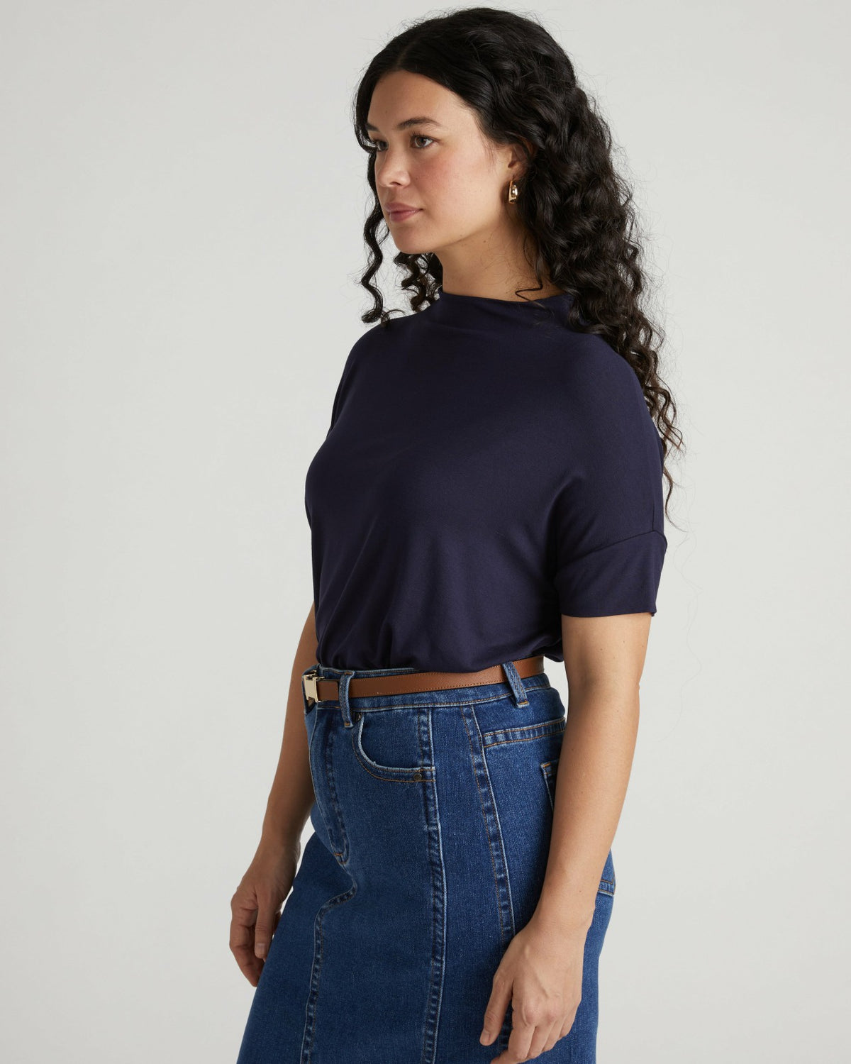 Petra Liquid Jersey Top - Midnight | Universal Standard
