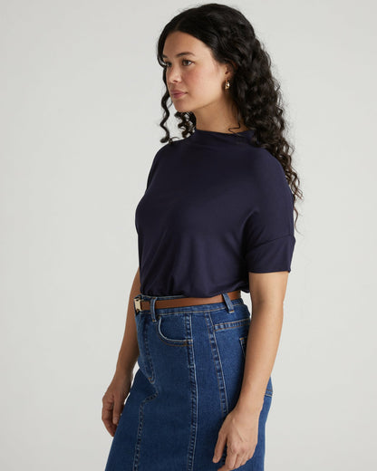 Petra Liquid Jersey Top - Midnight | Universal Standard