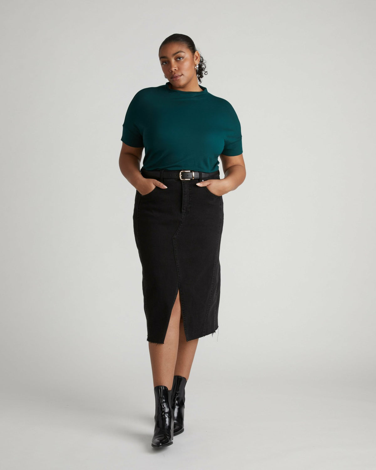 Petra Liquid Jersey Top - Forest Green | Universal Standard