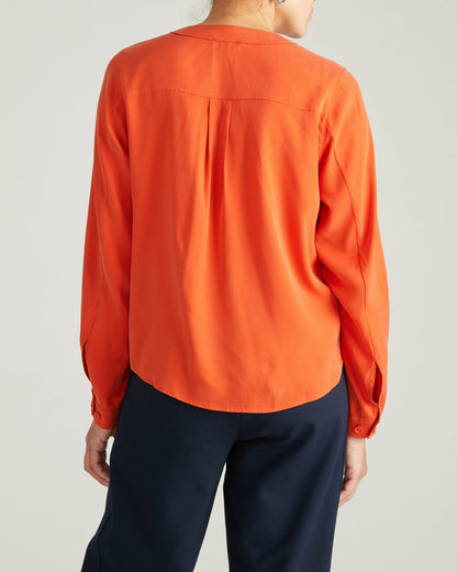 Cooling Stretch Cupro Button-Down Blouse - Orange Flame | Universal Standard
