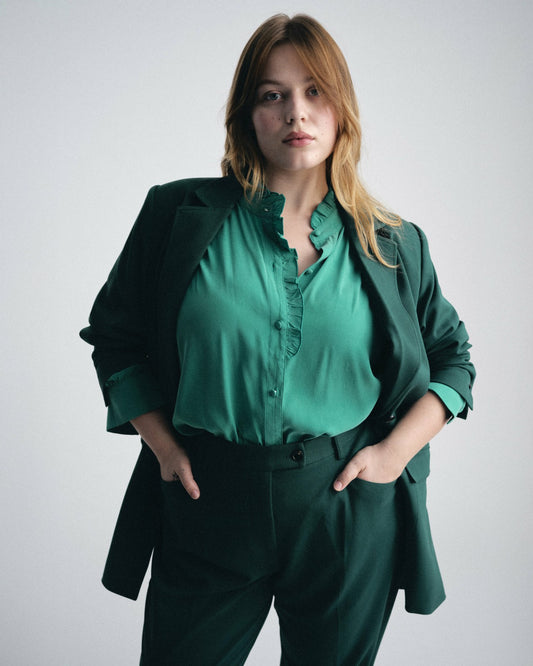 Endora Stretch Cupro Blouse - Green Tourmaline | Universal Standard