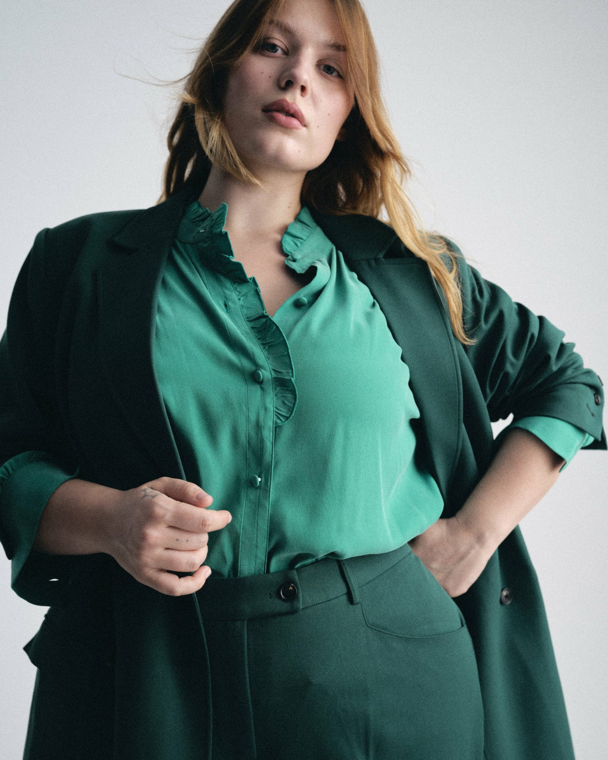 Endora Stretch Cupro Blouse - Green Tourmaline | Universal Standard