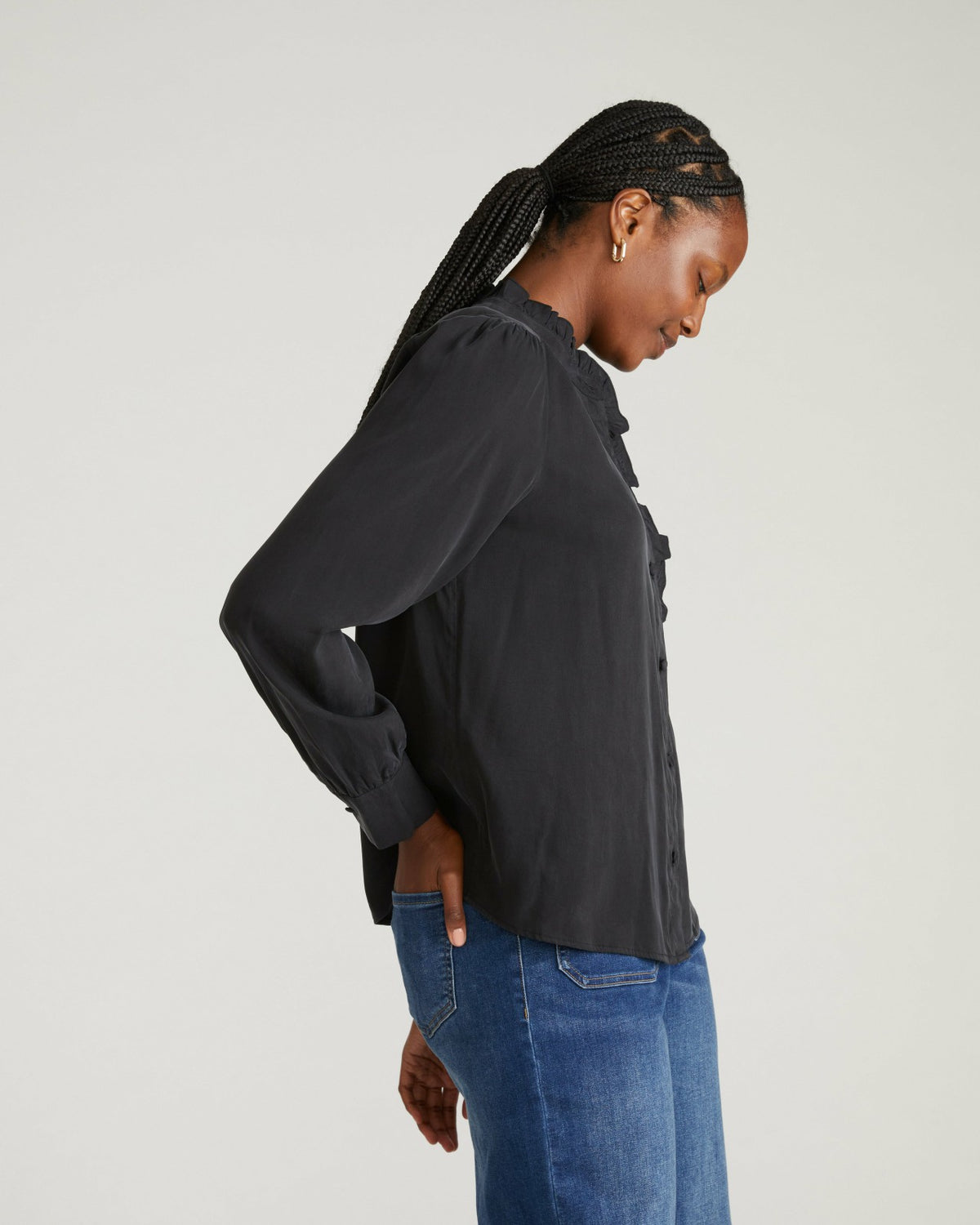 Endora Stretch Cupro Blouse - Black | Universal Standard