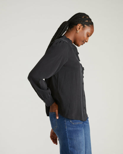 Endora Stretch Cupro Blouse - Black | Universal Standard