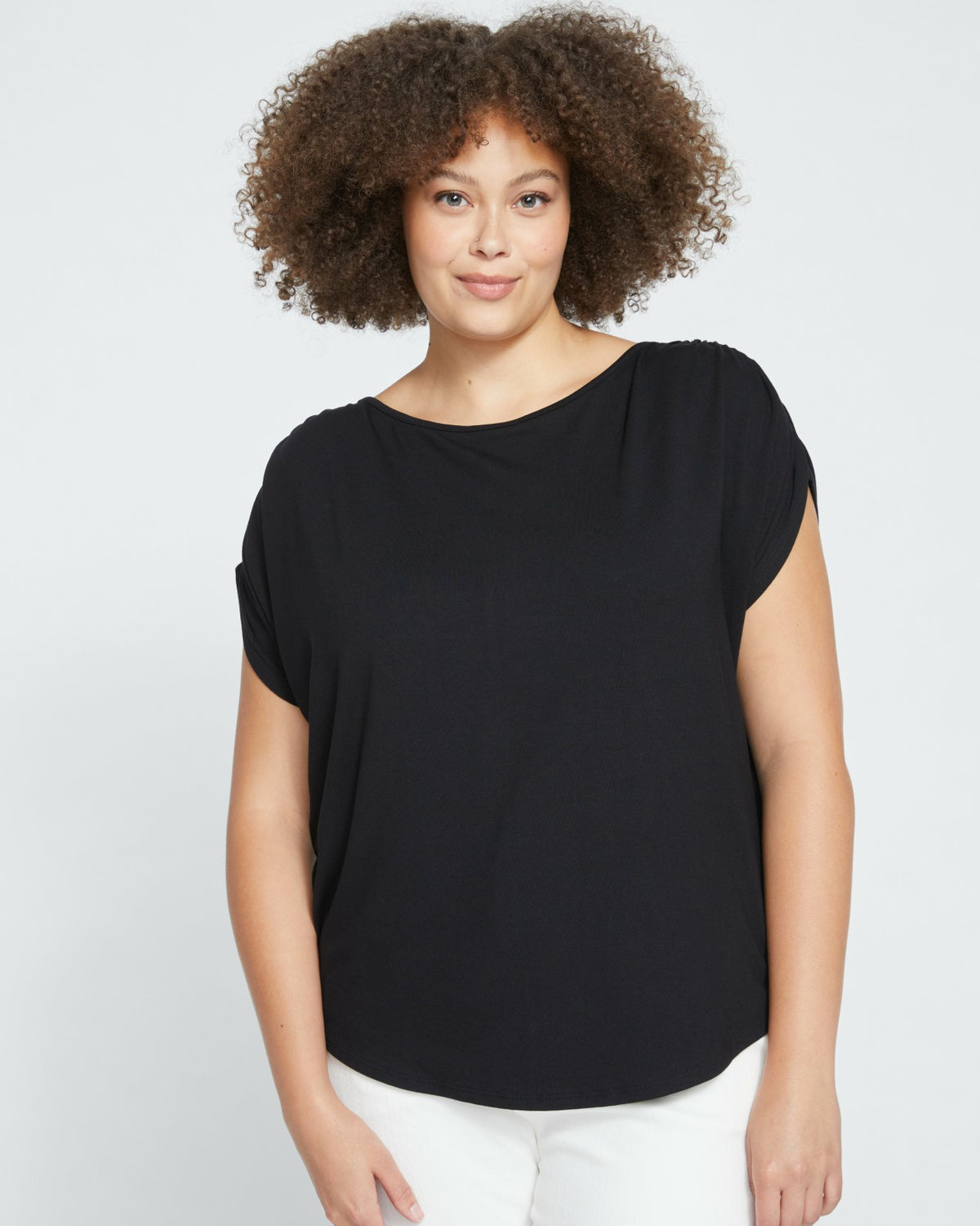 Helena Divine Jersey Gathered Tee - Black | Universal Standard