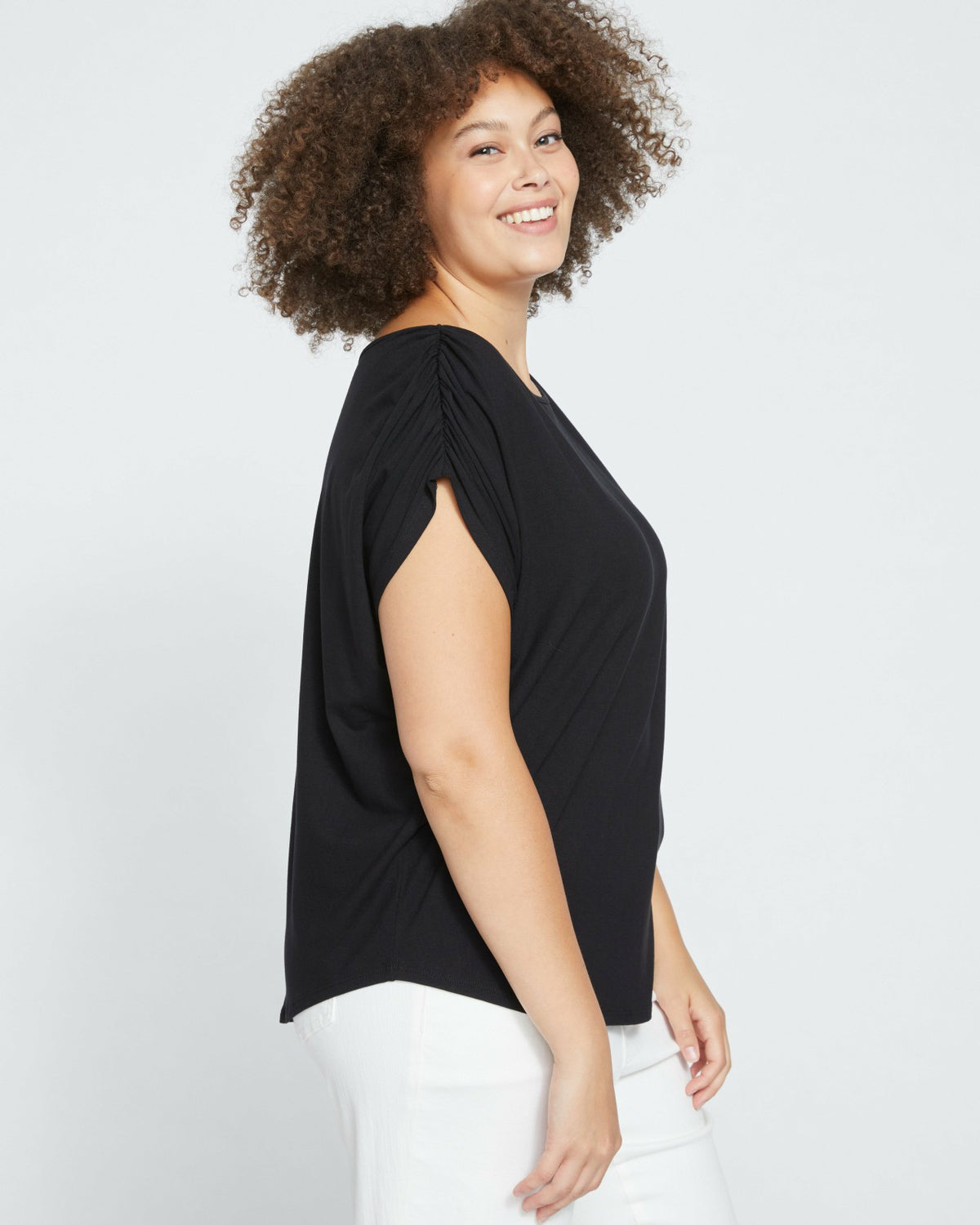 Helena Divine Jersey Gathered Tee - Black | Universal Standard