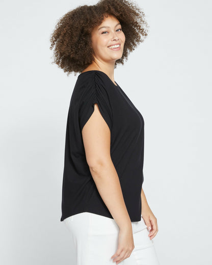 Helena Divine Jersey Gathered Tee - Black | Universal Standard