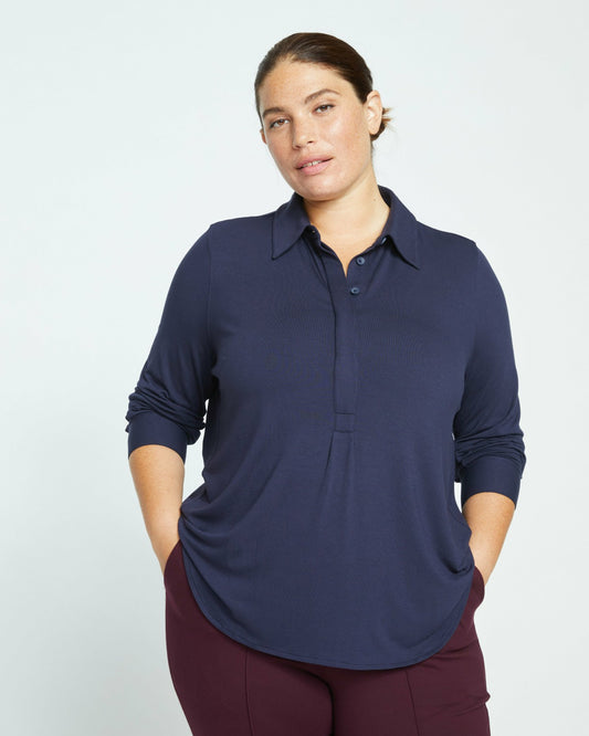 Elbe Popover Liquid Jersey Shirt Classic Fit - Midnight | Universal Standard