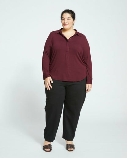Elbe Popover Liquid Jersey Shirt Classic Fit - Black Cherry | Universal Standard