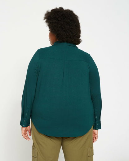 Elbe Popover Liquid Jersey Shirt Classic Fit - Forest Green | Universal Standard