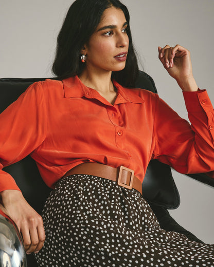 Cooling Stretch Cupro Artist Shirt - Orange Flame | Universal Standard