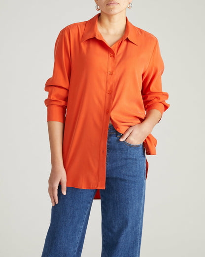 Cooling Stretch Cupro Artist Shirt - Orange Flame | Universal Standard