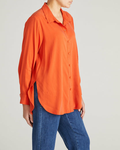 Cooling Stretch Cupro Artist Shirt - Orange Flame | Universal Standard